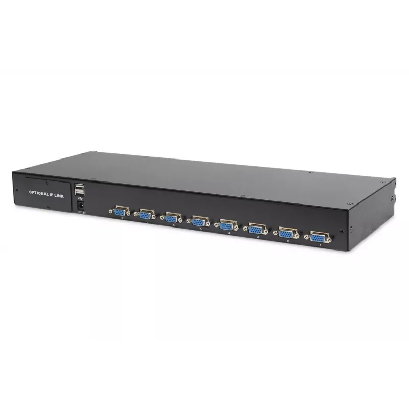DIGITUS Modularne 43,2 cm (17-tolline) TFT-konsool 8 pordiga KVM-iga RAL 9005 must - Qwertzu saksa