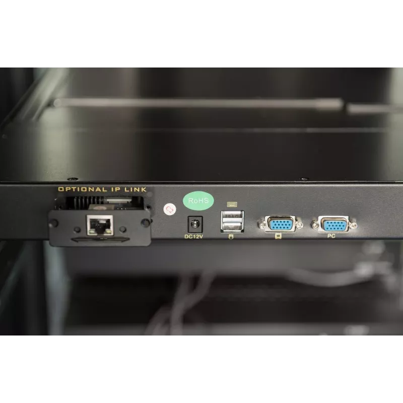 DIGITUS Modularne 43,2 cm (17-tolline) TFT-konsool 8 pordiga KVM-iga RAL 9005 must - Qwertzu saksa