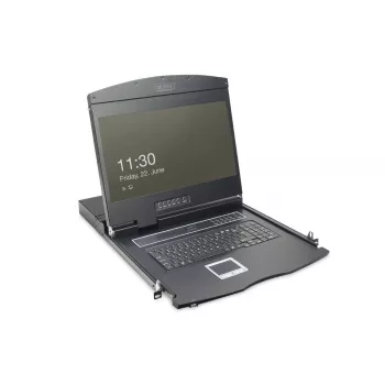 DIGITUS Moduleeritud 48,3 cm (19 tolli) TFT-konsool 8 pordiga KVM, RAL 9005 must - Qwertzu saksa