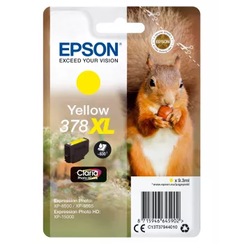 Epson Squirrel üksikpakend kollane 378XL Claria Photo HD tint, kõrge (XL) mahutavus, kollane, pigmendipõhine tint, 9,3 ml, 1 tk, 830 lehekülge