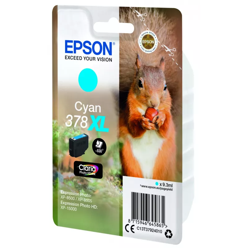 Epson Squirrel Singlepack tsüaan 378XL Claria Photo HD tint