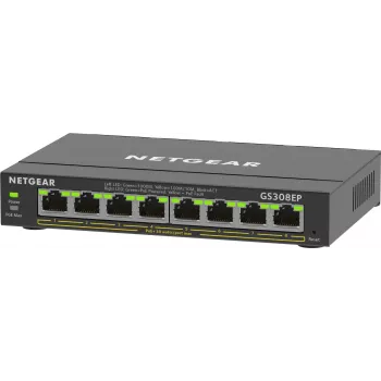 NETGEAR 8-pordine Gigabit Ethernet PoE+ Plus lüliti (GS308EP) hallatav L2/L3 Gigabit Ethernet (10/100/1000) Power over Ethernet (PoE) must