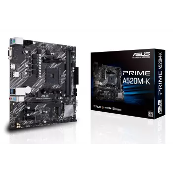 Emaplaat ASUS PRIME A520M-K, AMD A520 kiibistik, Socket AM4, micro ATX, 2x DDR4, 64 GB, 1x M.2, 4x SATA III, HDMI 2.1