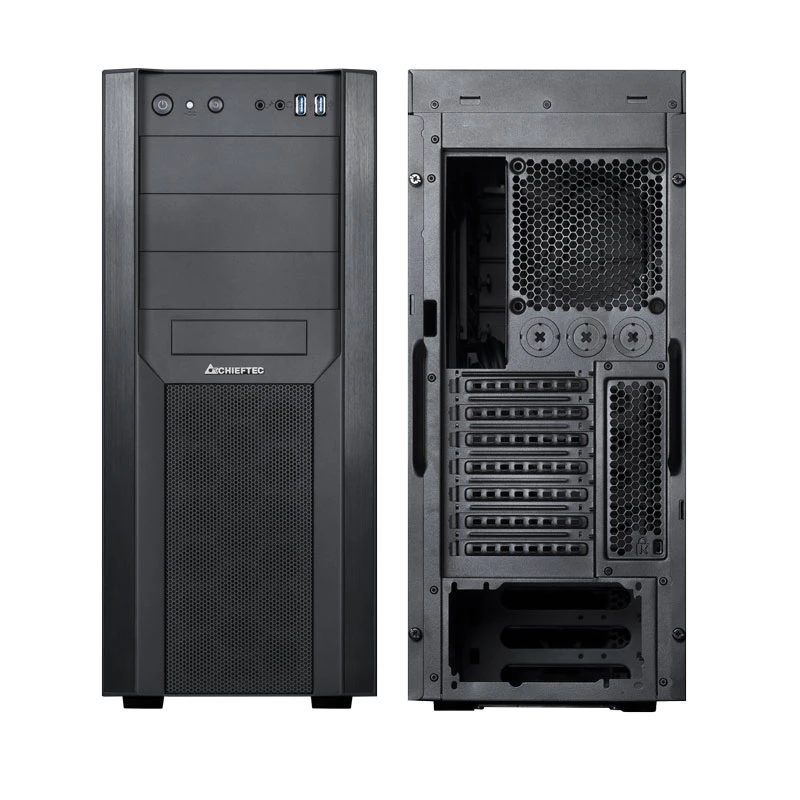 PC Case CHIEFTEC CW-01B-OP Torn Must — SPCC, 7×3,5-tollist sahtlit, 7×2,5-tollist sahtlit, 3×5,25-tollist sahtlit, GPU kuni 410 mm