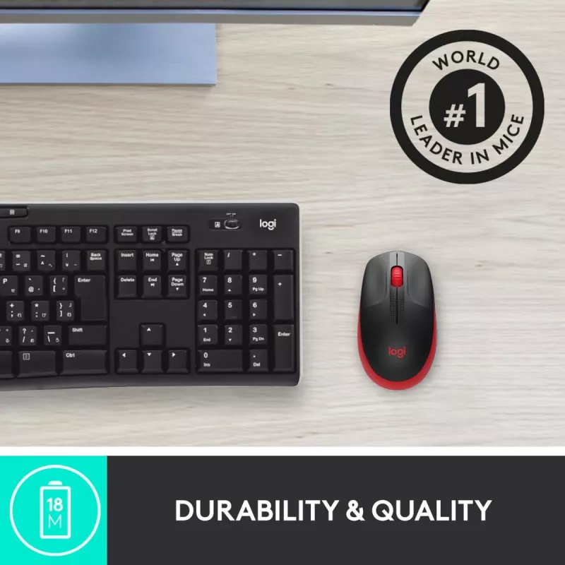 Hiir Logitech M190 juhtmevaba, USB, punane