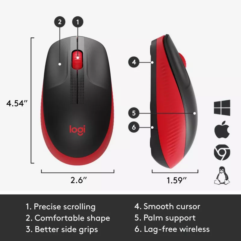 Hiir Logitech M190 juhtmevaba, USB, punane