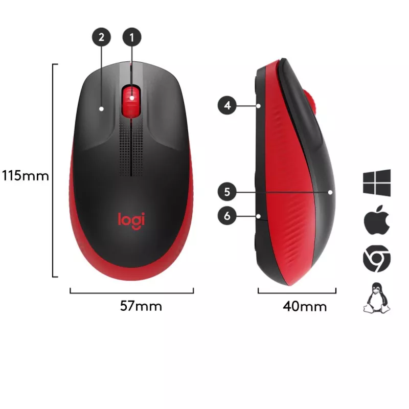 Hiir Logitech M190 juhtmevaba, USB, punane