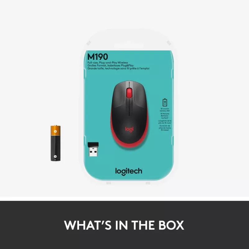 Hiir Logitech M190 juhtmevaba, USB, punane