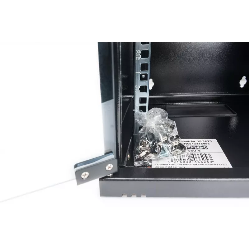 DIGITUS seinakinnituskapp 254 mm (10 tolli) 6U seinakinnituskapp 330x312x300 mm, värv must (RAL 9005)
