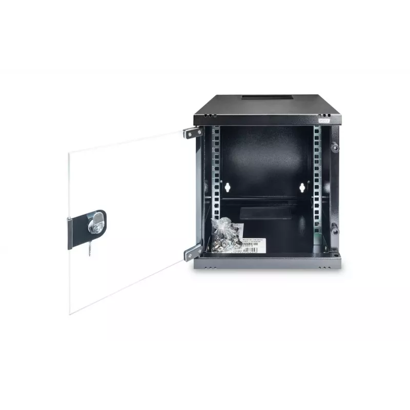 DIGITUS seinakinnituskapp 254 mm (10 tolli) 6U seinakinnituskapp 330x312x300 mm, värv must (RAL 9005)