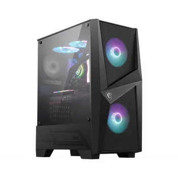 MSI MAG FORGE 100R keskmise suurusega torniga mänguriarvutikorpus 'Must, 2x 120 mm ARGB PWM ventilaator, 1x 120 mm ventilaator, 1-6 ARGB jaotur, Mystic Light Sync, karastatud klaasist paneel, ATX, mATX, mini-ITX'
