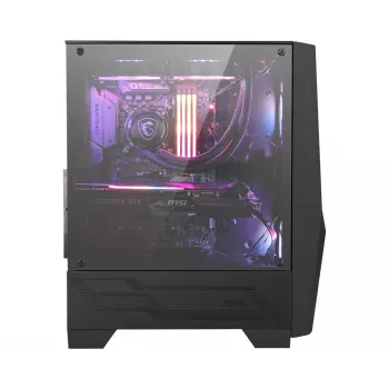 MSI MAG FORGE 100R keskmise suurusega torniga mänguriarvutikorpus 'Must, 2x 120 mm ARGB PWM ventilaator, 1x 120 mm ventilaator, 1-6 ARGB jaotur, Mystic Light Sync, karastatud klaasist paneel, ATX, mATX, mini-ITX'