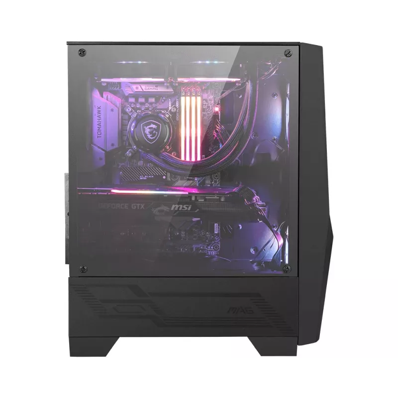 MSI MAG FORGE 100R keskmise suurusega torniga mänguriarvutikorpus 'Must, 2x 120 mm ARGB PWM ventilaator, 1x 120 mm ventilaator, 1-6 ARGB jaotur, Mystic Light Sync, karastatud klaasist paneel, ATX, mATX, mini-ITX'
