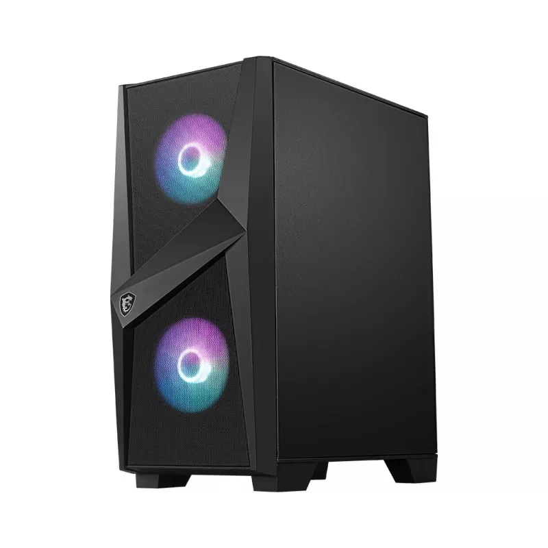 MSI MAG FORGE 100R keskmise suurusega torniga mänguriarvutikorpus 'Must, 2x 120 mm ARGB PWM ventilaator, 1x 120 mm ventilaator, 1-6 ARGB jaotur, Mystic Light Sync, karastatud klaasist paneel, ATX, mATX, mini-ITX'