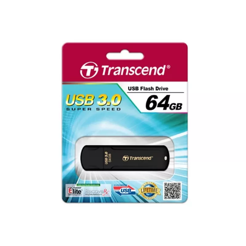 TRANSCEND Jetflash 700 - 64GB USB-mälupulk - USB 3.0 - Must