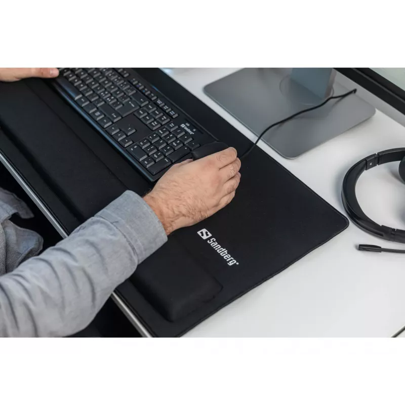 Sandberg Desk Pad Pro XXL, must, ühevärviline, randmetugi, libisemiskindel alus, mängurite hiirematt