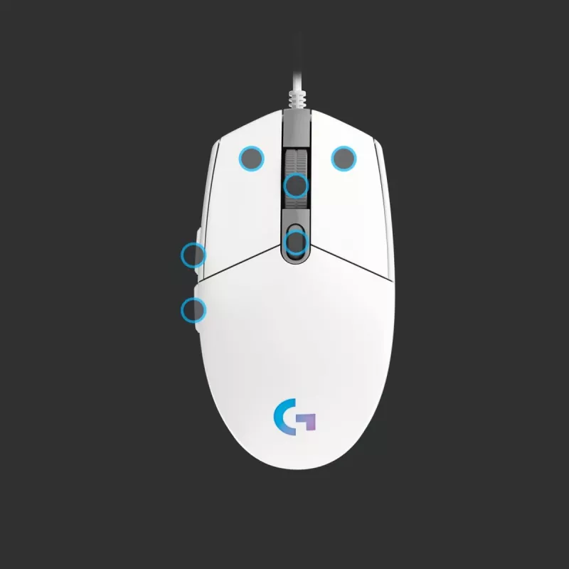 LOGITECH G203 Lightsync mänguhiir USB Valge