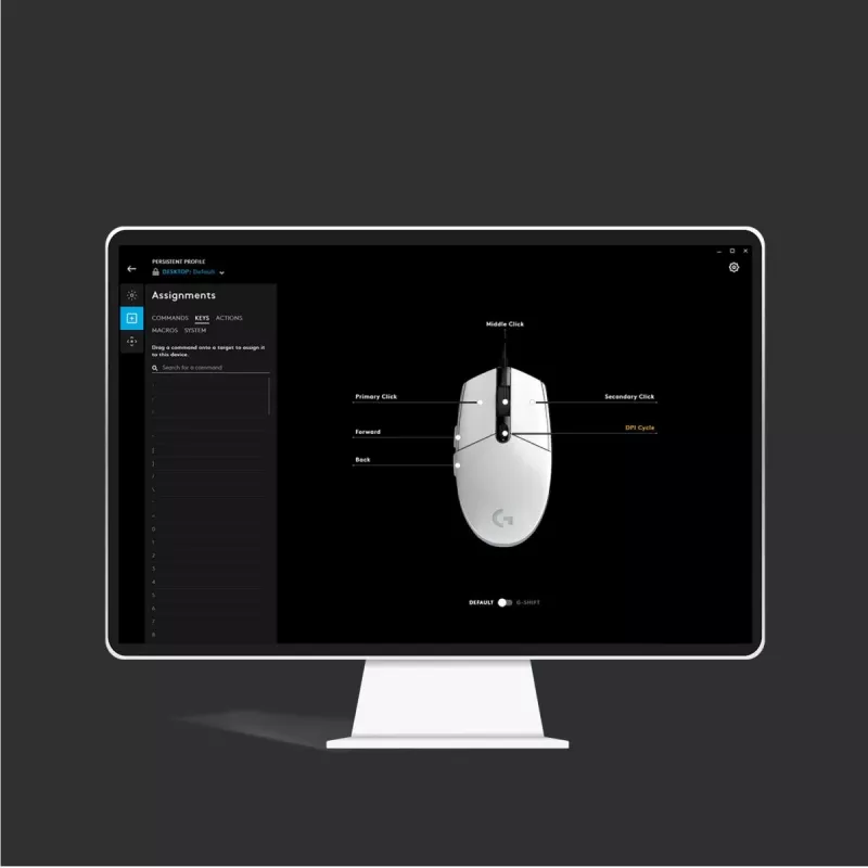 LOGITECH G203 Lightsync mänguhiir USB Valge