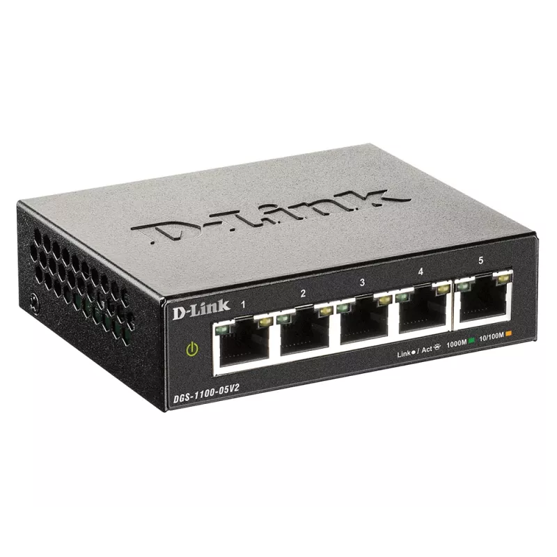 D-Link DGS-1100-05V2/E võrgulüliti Hallatav L2 Gigabit Ethernet (10/100/1000) Must