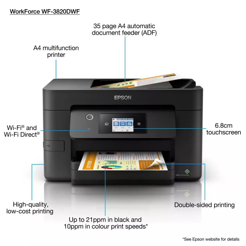 Epson WorkForce Pro WF-3820DWF tindiprinter A4 4800 x 2400 DPI 21 tk/min Wi-Fi