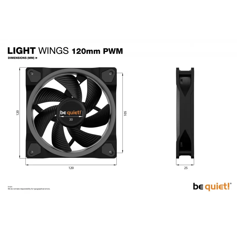 be quiet Light Wings 120mm ARGB PWM ventilaator, must