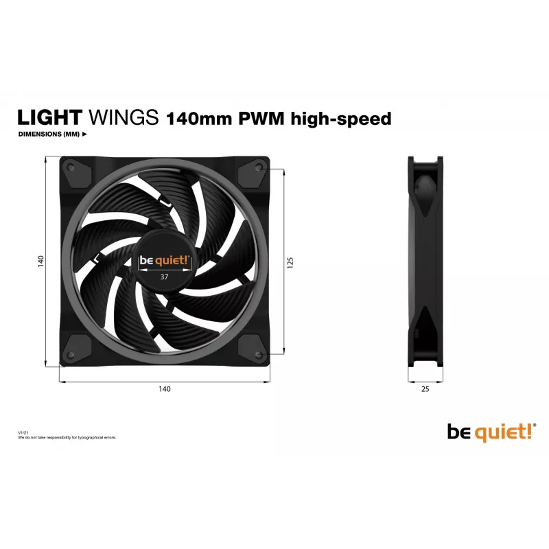 be quiet! Light Wings 140mm ARGB PWM High Speed Fan Must