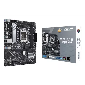 Emaplaat ASUS PRIME H610M-A D4-CSM, Intel H610, LGA 1700, micro ATX, DDR4, 2x DIMM, 64GB, 2x M.2, 4x SATA III, HDMI 2.1, DP 1.4