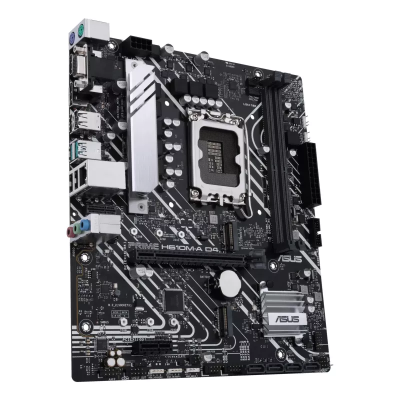 Emaplaat ASUS PRIME H610M-A D4-CSM, Intel H610, LGA 1700, micro ATX, DDR4, 2x DIMM, 64GB, 2x M.2, 4x SATA III, HDMI 2.1, DP 1.4