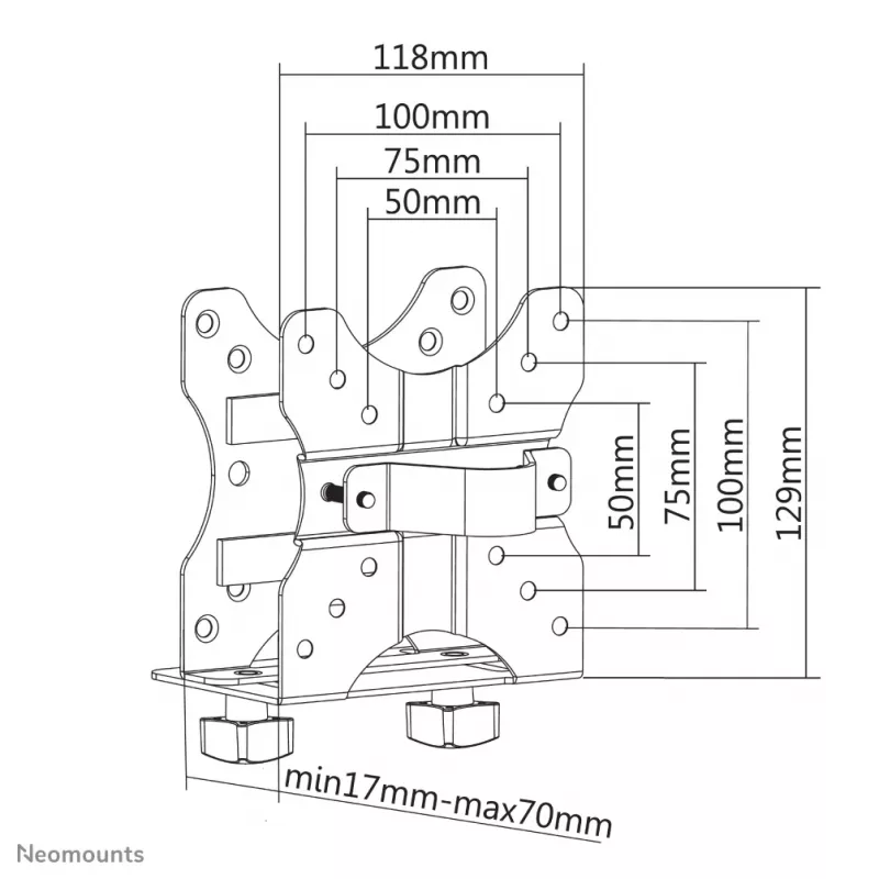 Neomounts NM-TC100Must Mini PC hoidik – max 5 kg – universaalne