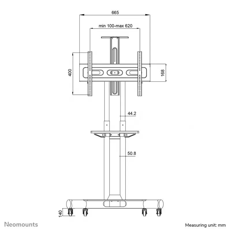 Neomounts NM-M1700Must TV trolley 32-75 inch, Must, Fixed floor stand, Steel, 50 kg, 81.3 cm (32 inch), 190.5 cm (75 inch)