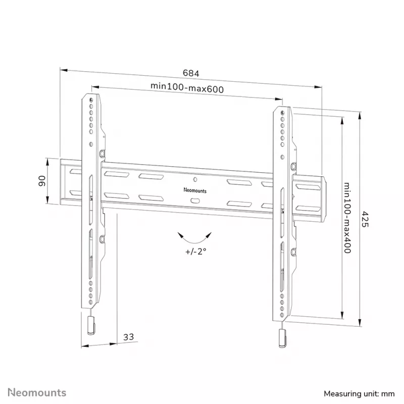 Neomounts WL30S-850BL16 TV seinale paigaldatav kinnitus 42-86 tolli - fikseeritud - lukustatav - kiire paigaldus