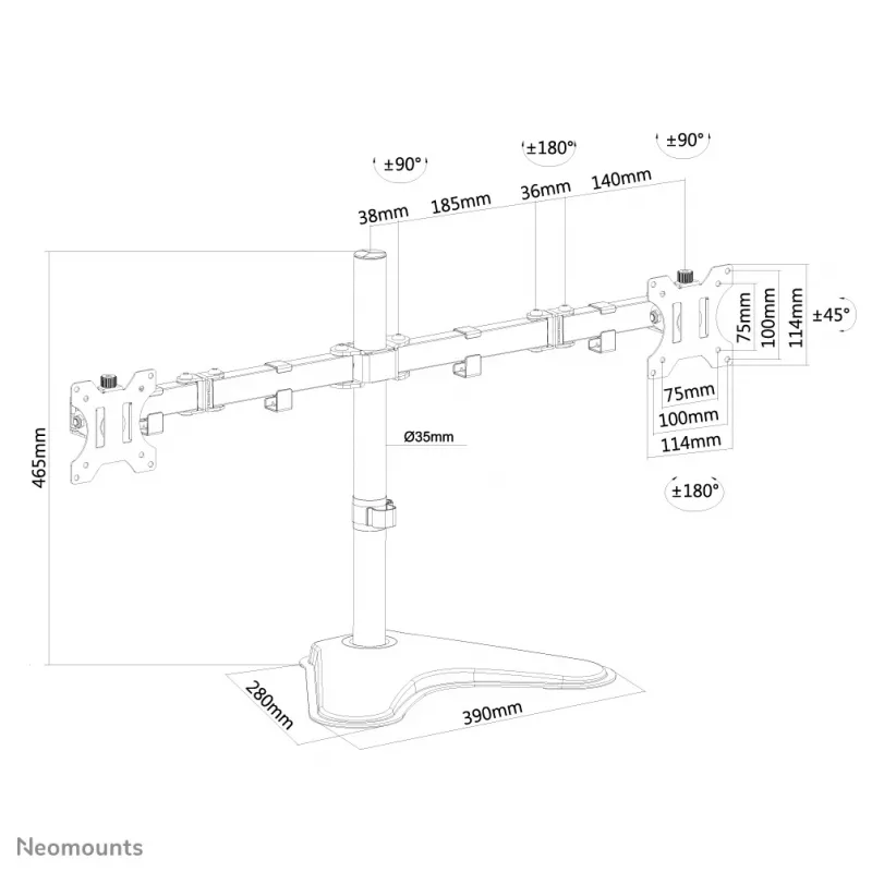 Neomounts FPMA-D550DDMust Monitorialus 10-32 tolli, vabalt seisev, 8 kg, 25.4 cm (10 tolli), 81.3 cm (32 tolli), 100 x 100 mm, must