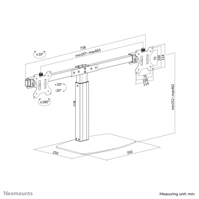 Neomounts FPMA-D865DMust Monitorijalg 10-27 tolli - gaasivedrustus