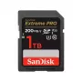 SDXC-välkmälukaart SANDISK Extreme PRO 1 TB UHS-I U3 V30 Class 10, kuni 200 MB/s lugemine, 140 MB/s kirjutamine, põrutuskindel, must
