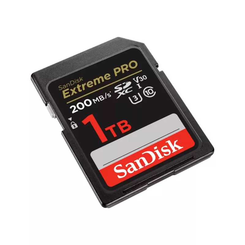 SDXC-välkmälukaart SANDISK Extreme PRO 1 TB UHS-I U3 V30 Class 10, kuni 200 MB/s lugemine, 140 MB/s kirjutamine, põrutuskindel, must