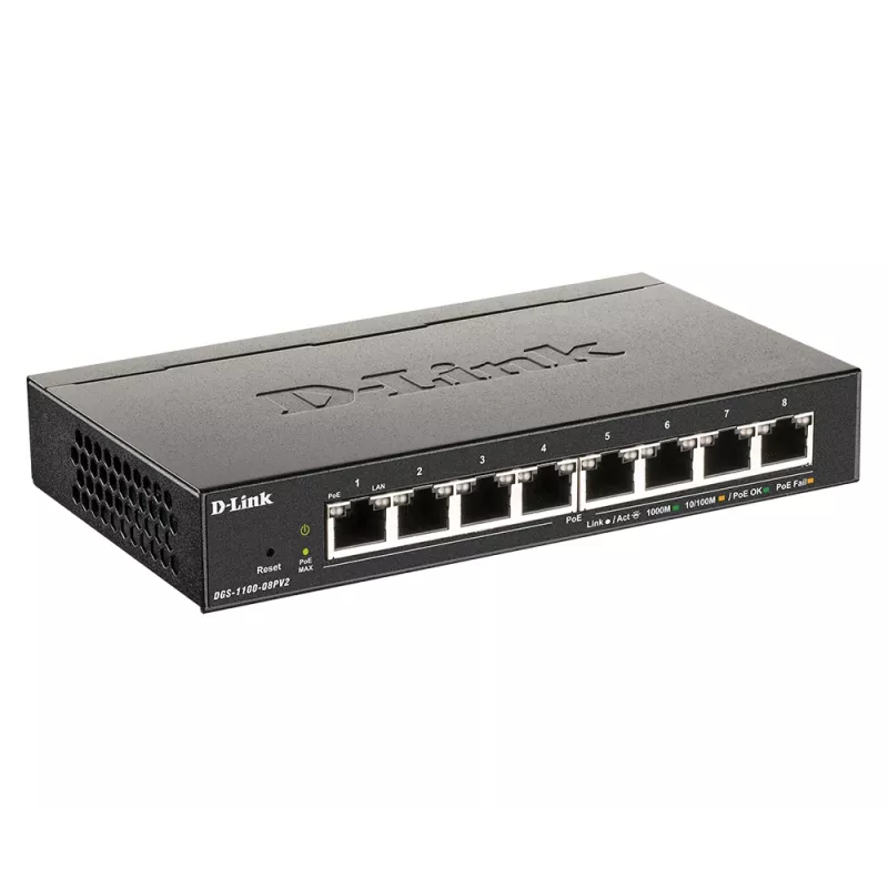 D-Link DGS-1100-08PV2 hallatav L2/L3 Gigabit Ethernet (10/100/1000) Power over Ethernet (PoE) must
