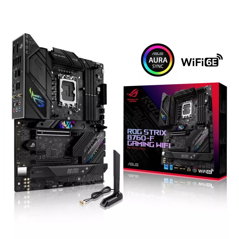 Emaplaat ASUS ROG STRIX B760-F GAMING WIFI — Intel B760, LGA 1700, ATX, DDR5, 4 DIMM, Wi‑Fi 6E, 2.5Gb LAN