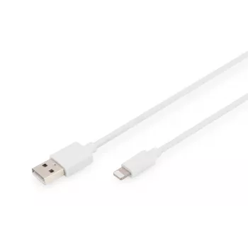 DIGITUS USB-A Lightningule MFI C89, 2 m andme- ja laadimiskaabel, valge, 5 V, 2,4 A