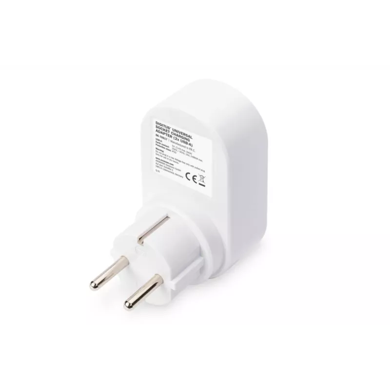 DIGITUS toiteadapter 2 USB-pordiga 250V, 50 Hz, USB: 5V, 2,1A, valge / hall