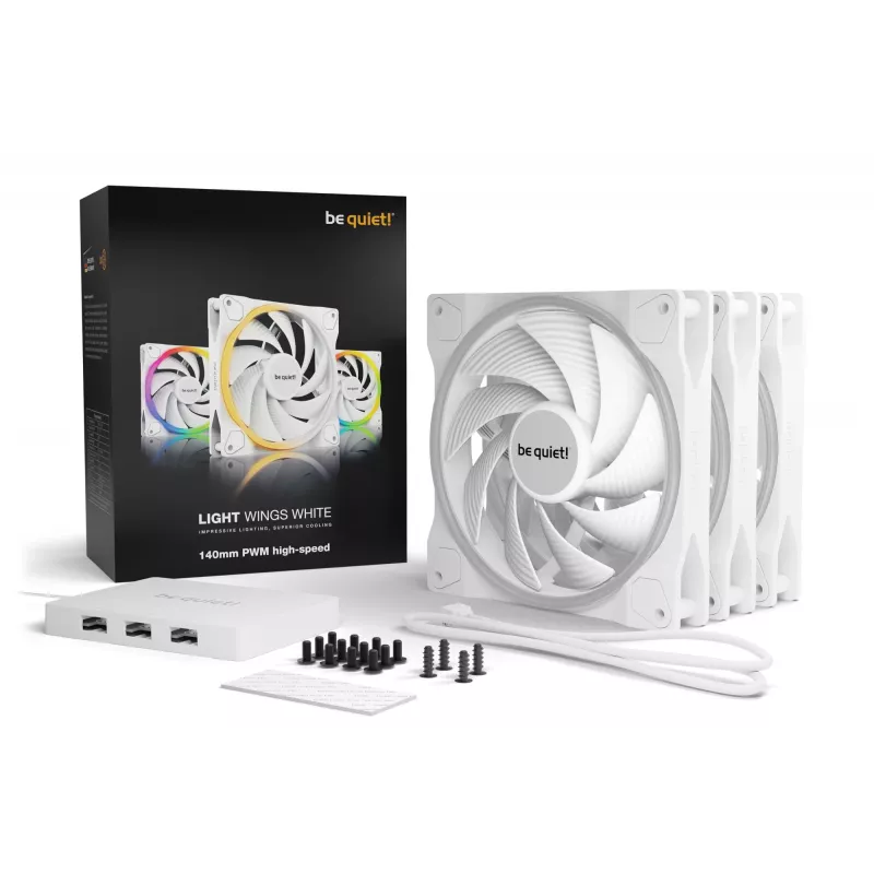 be quiet Light Wings White | 140mm PWM high-speed Triple-Pack arvuti korpuse ventilaator 14 cm 3 tk