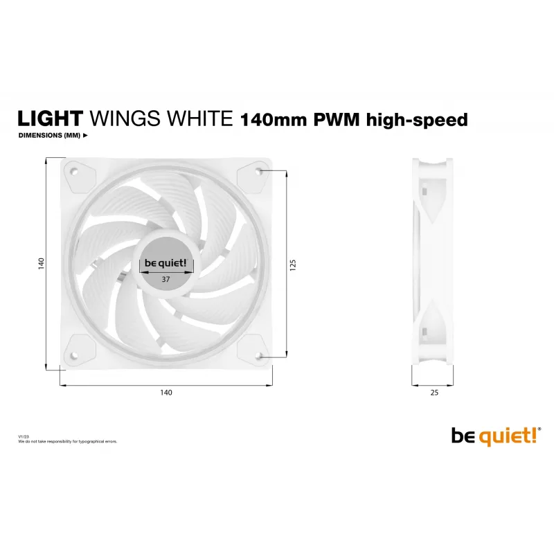 be quiet Light Wings White | 140mm PWM high-speed Triple-Pack arvuti korpuse ventilaator 14 cm 3 tk