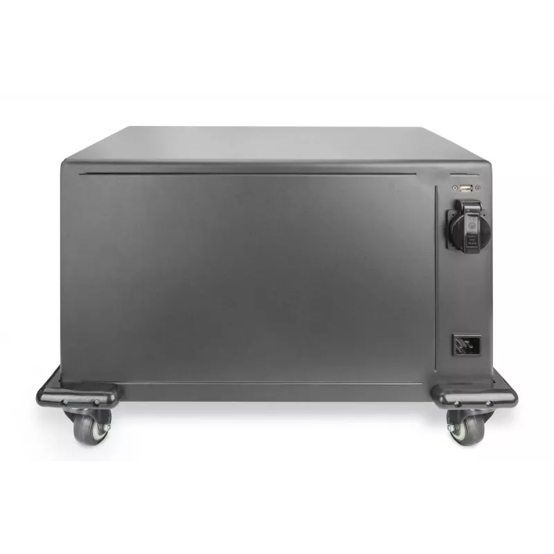 DIGITUS laadimiskär, 16 laadimisalust, 14in, must 384 x 550 x 375 mm, elektriline lukk, sisaldab USB-d, ventilaator