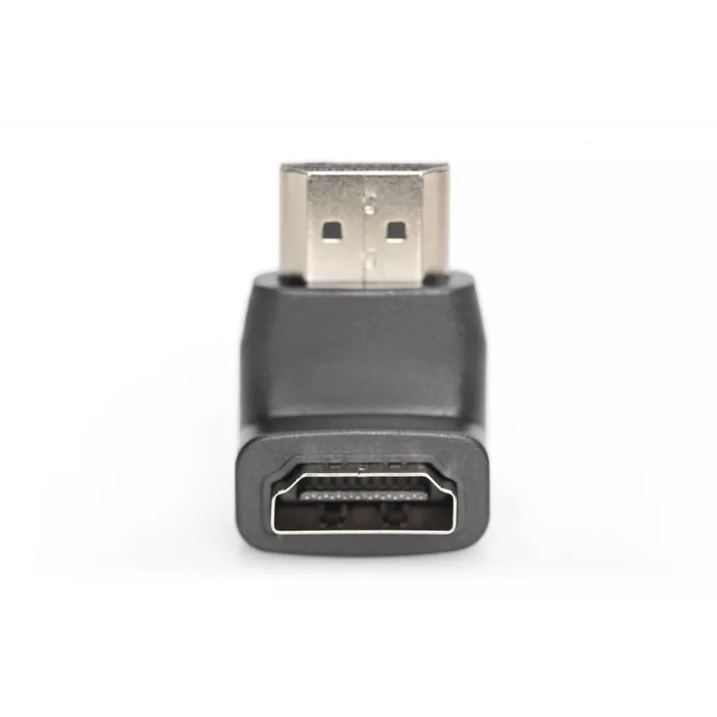 DIGITUS HDMI-adapter, tüüp A, 90° nurga all isane/emane, Ultra HD 60p, must kuld