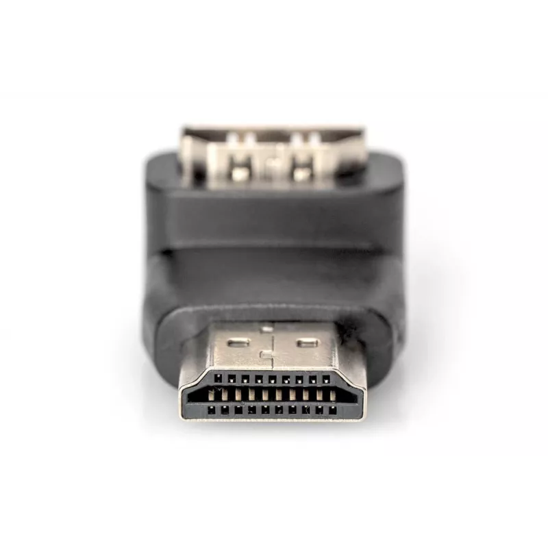 DIGITUS HDMI-adapter, tüüp A, 90° nurga all isane/emane, Ultra HD 60p, must kuld