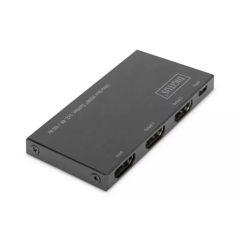 DIGITUS Ultra õhuke HDMI Splitter, 1x2, 4K/60Hz HDR, HDCP 2.2, 18 Gbps, Micro USB toide