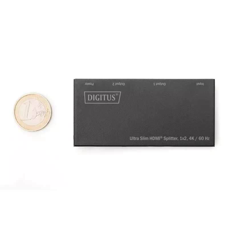 DIGITUS Ultra õhuke HDMI Splitter, 1x2, 4K/60Hz HDR, HDCP 2.2, 18 Gbps, Micro USB toide