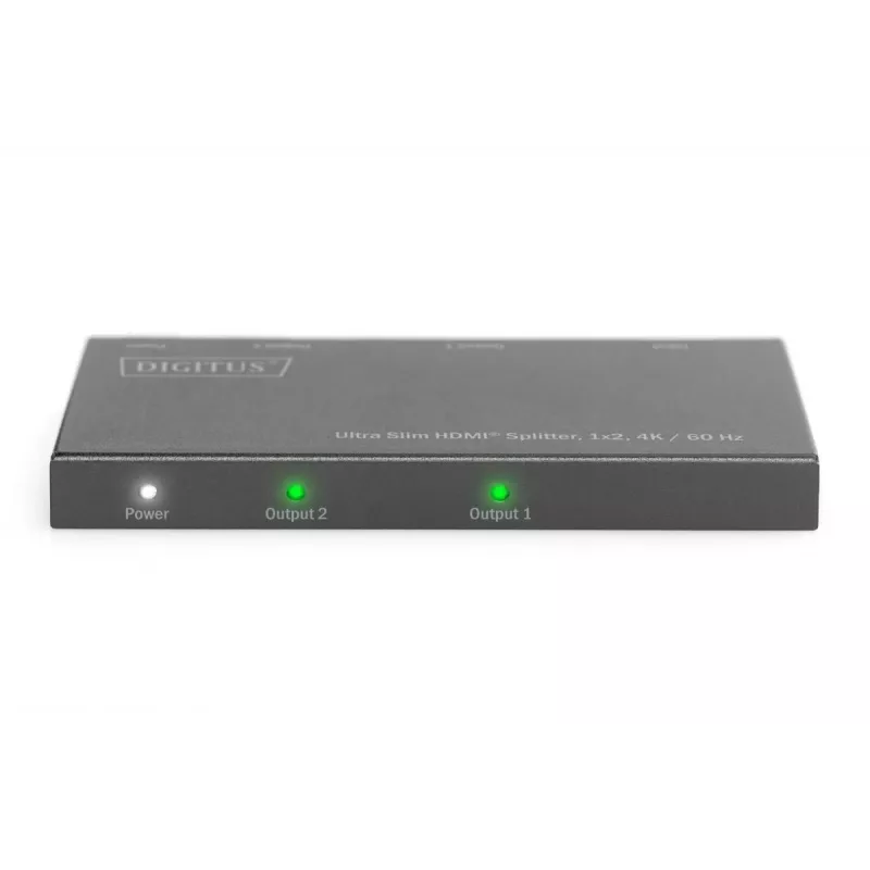 DIGITUS Ultra õhuke HDMI Splitter, 1x2, 4K/60Hz HDR, HDCP 2.2, 18 Gbps, Micro USB toide