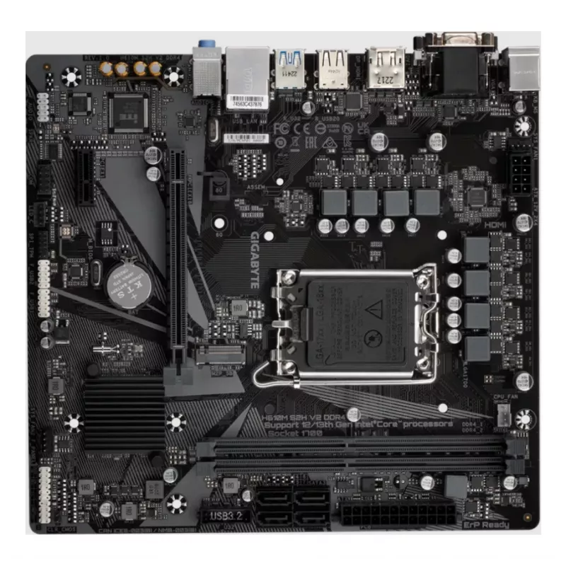 GIGABYTE H610M S2H V2 DDR4 emaplaat – toetab 14. põlvkonna Intel Core protsessoreid, 6+1+1 hübriidfaasiga digitaalne VRM, kuni 3200 MHz DDR4 (OC), 1x PCIe 3.0 M.2, GbE LAN, USB 3.2 Gen 1