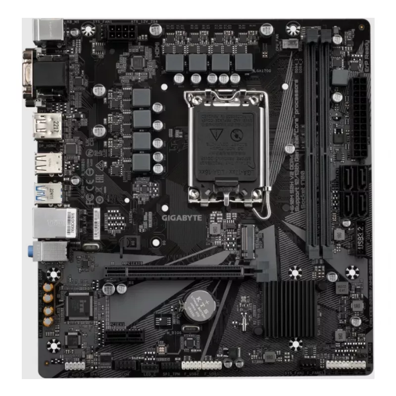 GIGABYTE H610M S2H V2 DDR4 emaplaat – toetab 14. põlvkonna Intel Core protsessoreid, 6+1+1 hübriidfaasiga digitaalne VRM, kuni 3200 MHz DDR4 (OC), 1x PCIe 3.0 M.2, GbE LAN, USB 3.2 Gen 1