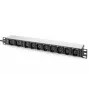DIGITUS 1U alumiiniumist PDU rack-kinnitatav 8x C13 2xC19 16A 230VAC 50/60Hz IEC C20 pistik